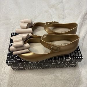 Mini Melissa Ultragirl Sweet III Mary Jane Shoes Size 12 Beige New With Box